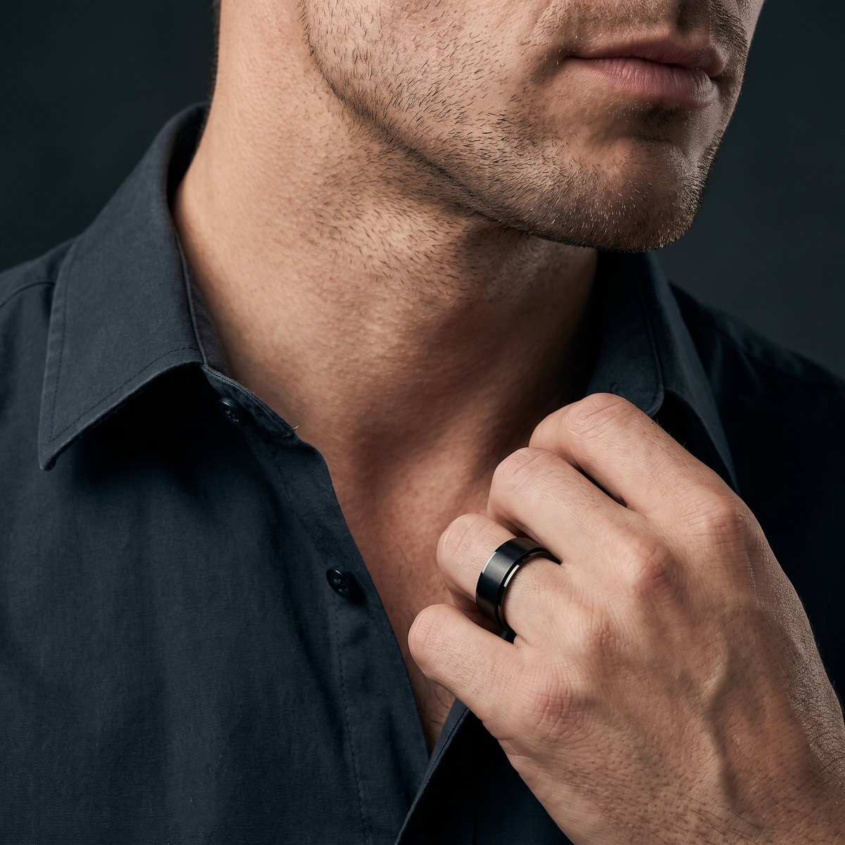 Bague Anti-Stress Homme en Acier Inoxydable